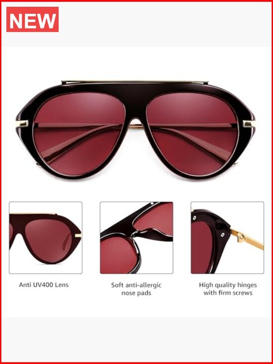 Retro Aviator Oversized Vintage Metal Sunglasses Unisex Sunglasses UV400